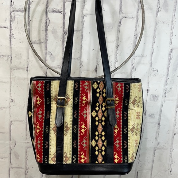 Pop's Leather Handbags - Pop's Leather Tapestry Tote with Zippered Closure